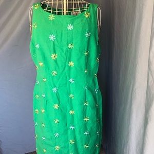 Green embroidered floral dress
